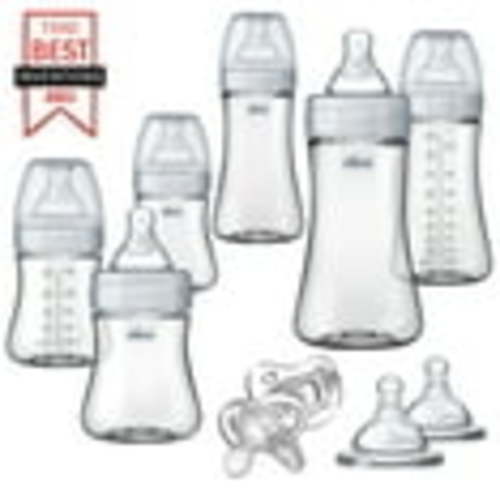Chicco Duo Deluxe Hybrid Baby Bottle Gift Set with Invinci-Glass Inside/Plastic Outside - Neutral, New