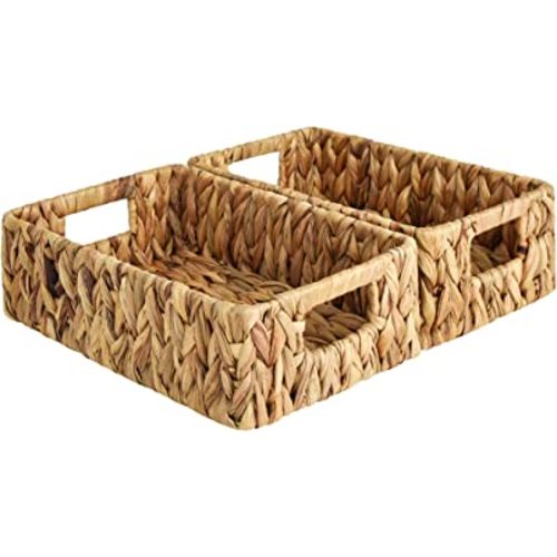 StorageWorks Water Hyacinth Baskets, Small Wicker Baskets for Organizing in Kitchen and Bathroom, 2-Pack