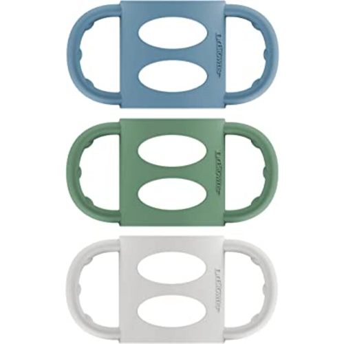 Dr. Brown’s® Milestones™ 100% Silicone Baby Bottle Handles, Narrow, Light Blue, Green, Gray, 3 Pack, 4m+