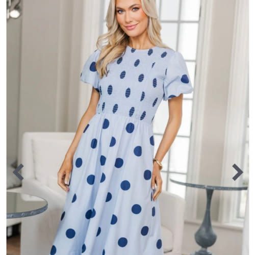 NURSING COLLECTION: Make The Right Choice Light Blue Polka Dot Maxi Dress