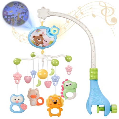 YUANAO Baby Crib Mobile Toys with Music & Lights, Portable Mobile