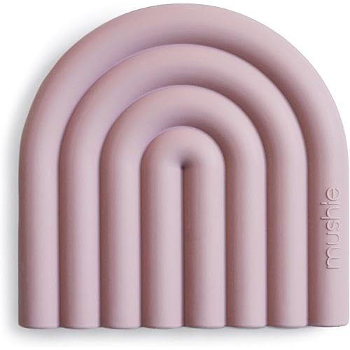 mushie Silicone Baby Teether Toy | Rainbow (Mauve)