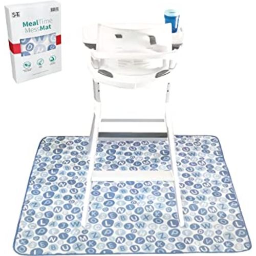 S&T INC. Splat Mat for Under High Chair, Water Resistant Floor Mat with Anti-Skid Backing, 42 Inches by 42 Inches, Alphabet