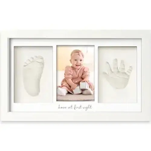 Baby Hand and Footprint Kit - Clay Handprint Keepsake Frame, Newborn Nursery Picture Frame, Personalized New Mom Gifts for Baby Shower & Registry (Alpine White)