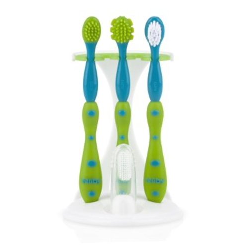 Nuby Blue & Green 4-Stage Oral Care Set with Stand