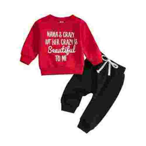 Ccpelsie Toddler Baby Boy Clothes Long Sleeve Sweatshirt Pants Set Fall Winter Outfits Red,6-12 Months
