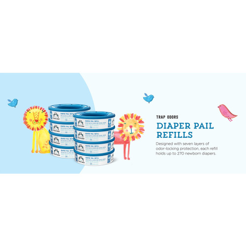Amazon Brand - Mama Bear Diaper Pail Refills for Diaper Genie Pails, Unscented, 1080 Count (4 Packs of 270 Count) - 270 Count (Pack of 4)