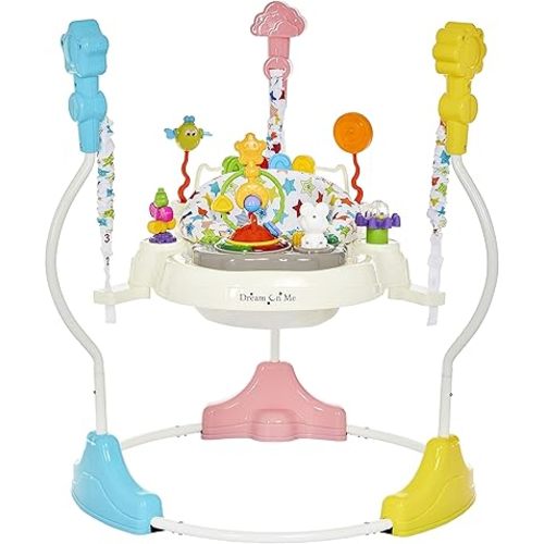 Dream On Me Zany 2-in-1 Baby Activity Center and Bouncer in Star Print, Sturdy and Strong Frame, 3 Height Positions, 360° Rotating Seat, 12 Songs with Flash Lights