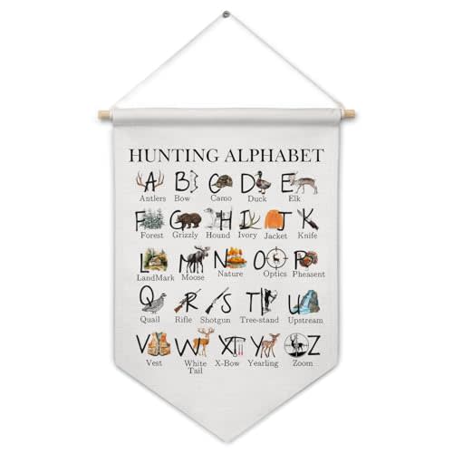 ArtisaEura Hunting Alphabet Wall Canvas Banners, Woodland Nursery Decor, Alphabet Educational Hanging Display Pennant Banner Flags, ABC Nursery Wall Decor for Kids Toddler Room Bedroom Playroom