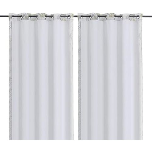 Chyhomenyc Window Blackout Curtain Liners with 18 Rings, Thermal Insulated 100% Blackout Liner for 84 Inch Curtains, Each 50Wx80L, 2 Liners Per Set with 18 Pieces Rings