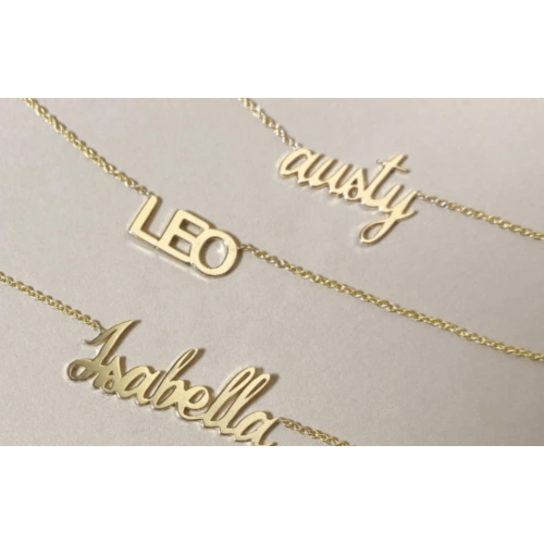 14K Gold Diamond Bezel Custom Name Necklace – Baby Gold