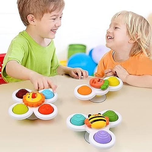 SHCKE 3PCS Suction Cup Spinner Toys for 1 3 Year Old Boys and Girls,Strong  Suction Cup Bath Toys,12-18 Months Sensory Toys for Toddlers,Suction Toys  for 1 Year Old Boy Girl, for Gifts