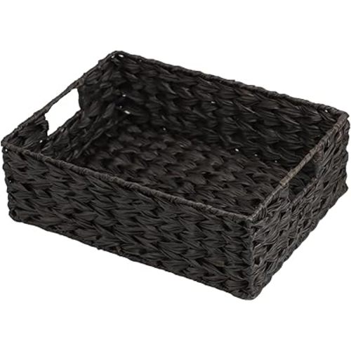 Wicker Storage Basket, Waterproof Wicker Basket with Handles, Woven Basket for Storage Shelves, Baskets for Decor, Pantry Baskets-1 Pack