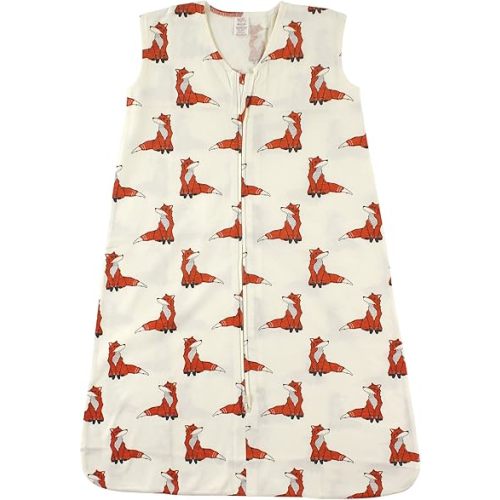 Touched by Nature Unisex Baby Organic Cotton Sleeveless Wearable Sleeping Bag, Sack, Blanket, Boho Fox, 0-6 Months