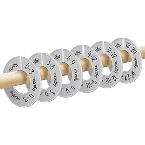 Pro Goleem Baby Closet Dividers Gray Baby Closet Organizer for Nursery Baby Clothes Size Age Dividers Fits 1.5" Rod 6 PCS