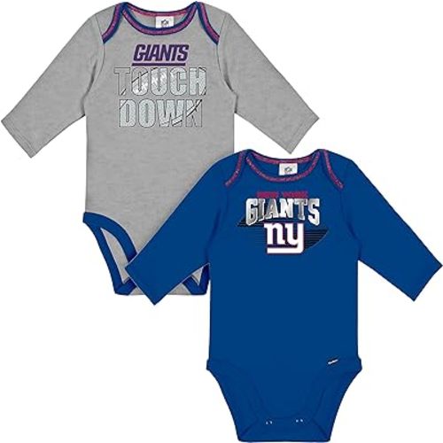 Gerber Unisex Baby NFL Team 2 Pack Long Sleeve Onesie Bodysuit