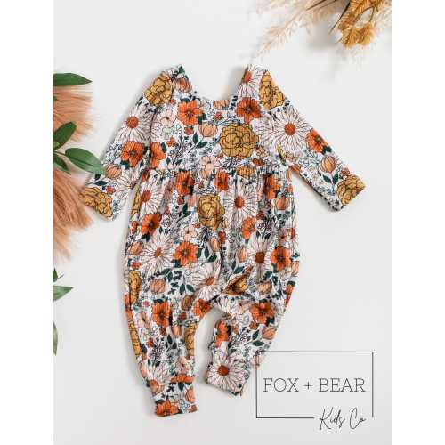 Boho Floral Bubble Pants Romper, Baby Girl Fall Outfits, Matching Sister Fall Outfits, Coordinating Sister Sets, Fall Family Photos Outfits