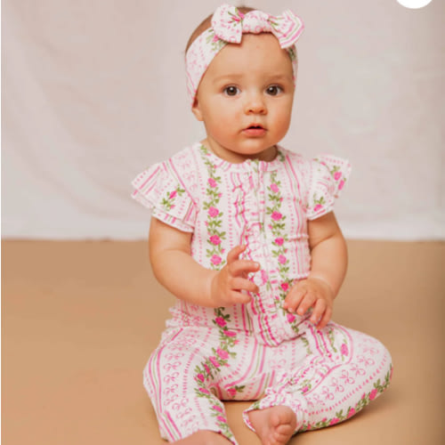 Bowquet of Roses Cap Sleeve Romper