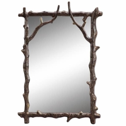 Branch Design 20 in. W x 29 in. H Aluminum Antique Bronze Wall Mirror