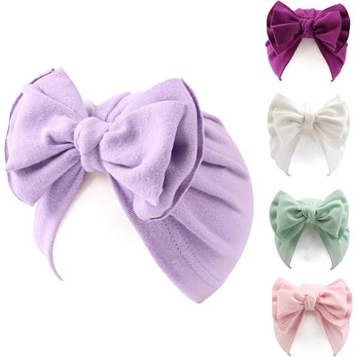 Peecabe Cotton Newborn Baby Girl Hospital Hat Infant Caps Bow Baby Beanie Hats for Girls Spring Summer 0-36 Months