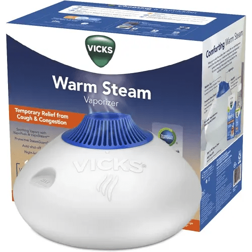Vicks Warm Steam Vaporizer, Small to Medium Rooms, 1.5 Gallon Tank – Warm Mist Humidifier for Baby and Kids Rooms with Night Light, Works with Vicks VapoPads and VapoSteam