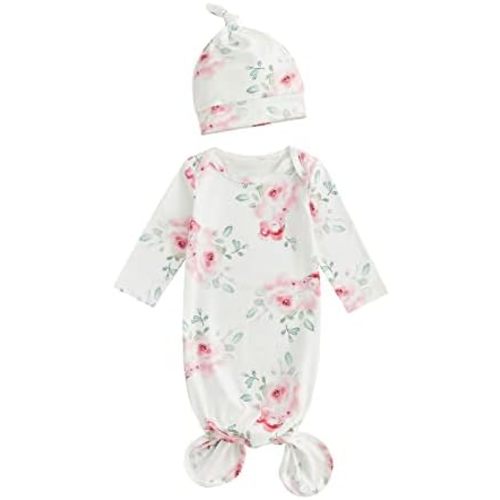 Infant Newborn Baby Girls Floral Sleep Gown Headband Sleepwear Romper Sleeping Bags Outfits