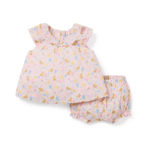 Baby Pale Pink Bunny Floral Baby Bunny Floral Matching Set by Janie and Jack