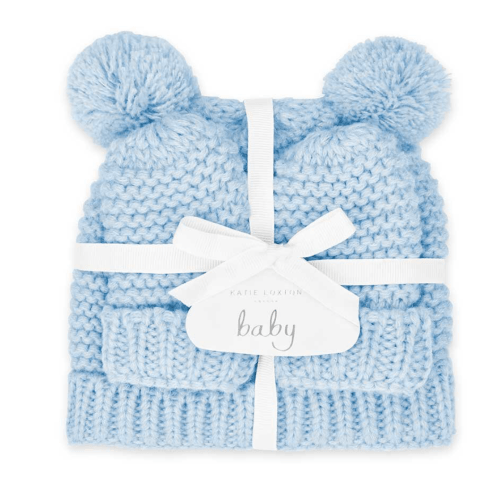 Blue Baby Hat & Mittens Set