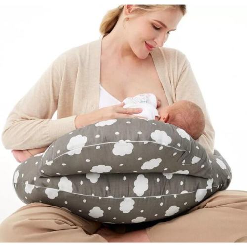 Momcozy Nursing Pillow Breastfeeding Pillow w/Adjustable Strap Gray with Clouds