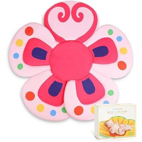 Baby Bath Seat for Infant Bathtub Sink, Non-Slip Flower Bathtub for Infants 0-6 Months, Soft Baby Sink Bath Cushion for Babies Bath Time, Newborns Bath Essentials Must Haves-Butterfly