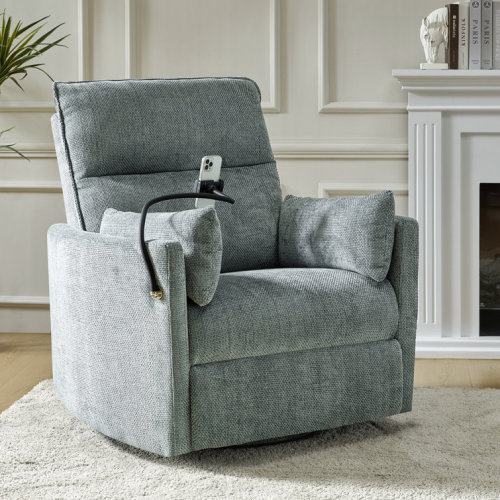 Talana Contemporary 38" Power Rocking Swivel Nursery Recliner with USB