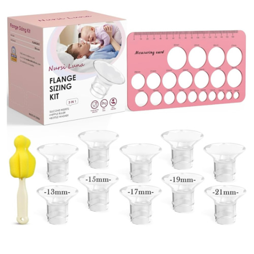Flange Sizing Kit 3 in 1 with 10PCS Flange Inserts 13/15/17/19/21mm, Silicone Flanges Insert Kit for 24mm Flange/Shield, Pumping Essentials Kit for Moms