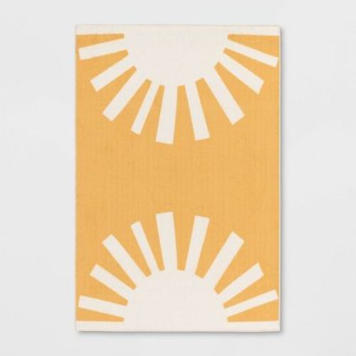 4'x5'6" Washable Hello Sunshine Printed Area Rug Yellow - Room Essentials™