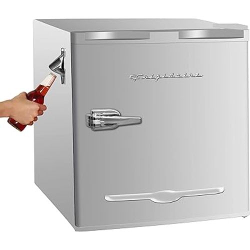 Frigidaire EFR176 Retro Compact Fridge with Chiller Mini Refrigerator with Built-in Bottle Opener for Office, Bedroom, Dorm Room or Cabin, 1.6 cu ft 16" D x 18" W x 18.5" H, Moonlight