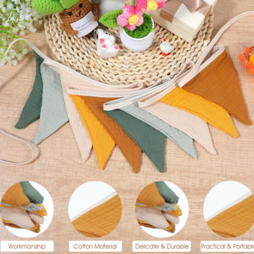 Pennant Banner Flags, Boho Garland Triangle Bunting Banner for Nursery Playroom Decor, 7.74 Ft Fabric Flag Garland for Baby Birthday Baby Shower Wedding Party Decorations (Colorful)
