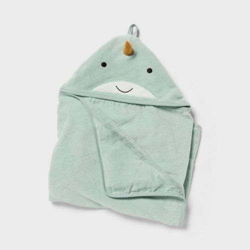 Kids' Narwhal Hooded Towel - Pillowfort™: Ocean Spray Green, Heavyweight Cotton, Terry, Oeko-tex Certified