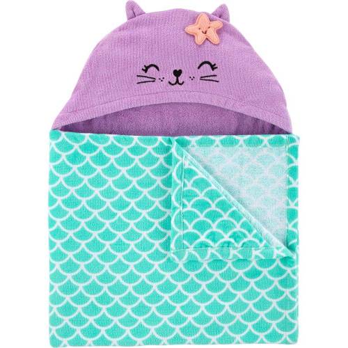 Cat Mermaid Hooded Towel - Turquoise/Purple