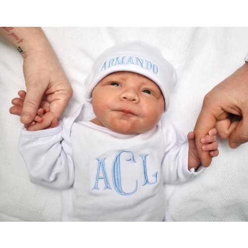 PERSONALIZED Newborn Baby Boy Gown and Cap set,  QUICK SHIP Monogrammed Baby Boy Coming Home Outfit,  baby boy outfit