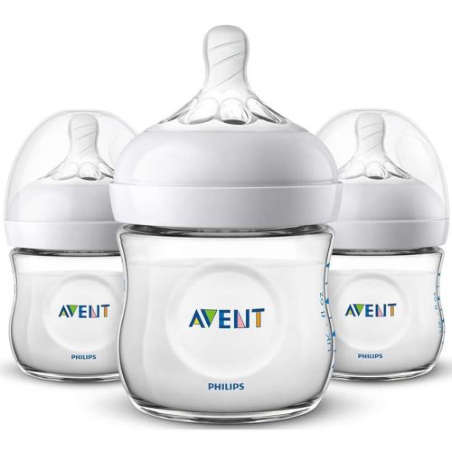Philips AVENT Natural Baby Bottle, SCF010/37, Clear, 4 Ounce (Pack of 3)