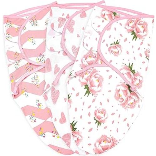 Baby Swaddle Blanket Wrap, 3-Pack Newborn Swaddle Sack, Baby Swaddles 0-3 Months, Swaddles for Newborns, Baby Sleep Sack, Baby Swaddle Blanket Wrap, Pink Floral