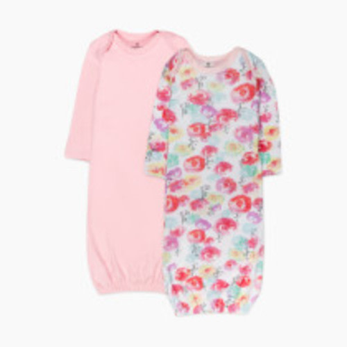 Honest Baby Clothing 2-Pack Organic Cotton Sleeper Gowns - Rose Blossom, 0-6 M, 2