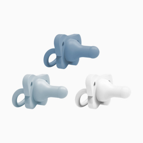 HappyPaci One-Piece Silicone Pacifier (3 Pack) - Blue, Light Blue