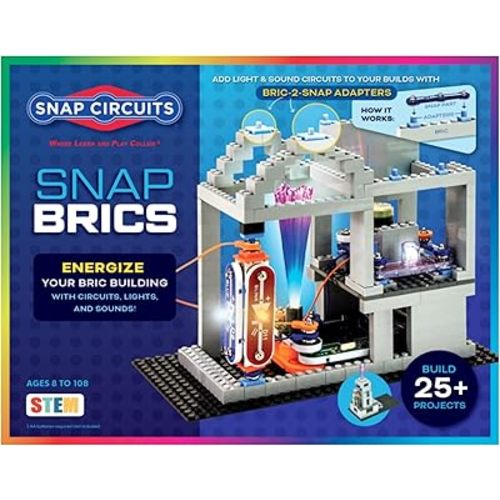 Snap Circuits BRIC: Structures | Brick & Electronics Exploration Kit | Over 20 Stem & Brick Projects | Full Color Project Manual | 20 Parts | 75 BRIC-2-Snap Adapters | 140+ BRICs