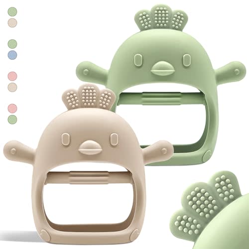 Baby Teething Toys by Komfy LilLove | Non-Toxic Infant Toys 0-6 6-12 Months | CPC Certified Teething Mitten | No Drop Teether for Baby Teething Relief | Baby teether Toys | Teething Pacifier - 2 Pack