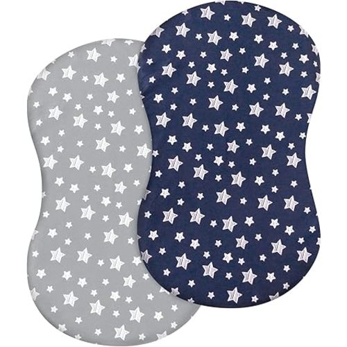 Bassinet Sheet 2 Pack, 33" X 17" Flexible for Different Cradle and Bassinet Mattress, Soft Breathable Universal Sheet for Rectangle, Oval, Hourglass Bassinet Mattress