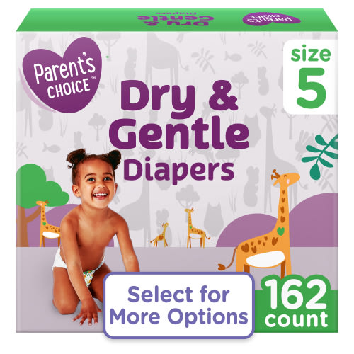 Parent's Choice Dry & Gentle Diapers Size 5 - Super Value 162 Count