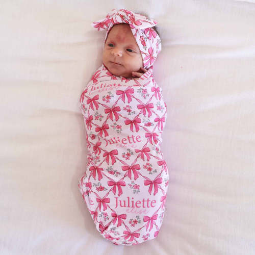 Bow Besties Personalized Swaddle Blanket