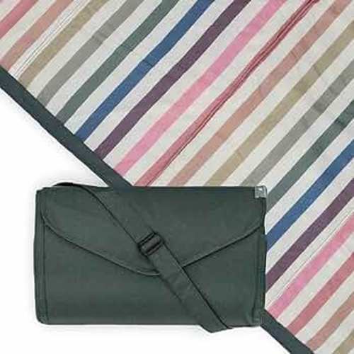 Little Unicorn Outdoor Family Picnic & Beach Blanket, Water-Resistant, Compact Fold, XL Size, 5 x 10 feet, (Chroma Rugby Stripe)