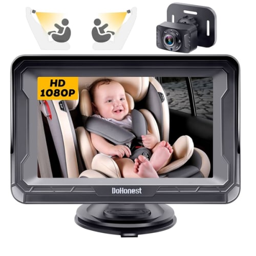 DoHonest Baby Car Camera HD 1080P - Rear-Facing Car Baby Monitor with Night Vision, Adjustable View Angle, Easy Setup, Anti-Glare Display, Safety for Kids & Infants