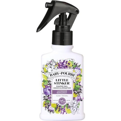Baby-Pourri Little Stinker Diaper Pail Deodorizer Spray, 3.4 Fl Oz, Up to 150 Uses, Odor Freshener with Essential Oils, Nursery Essentials, Lavender, Bergamot, Eucalyptus & Vanilla Scent